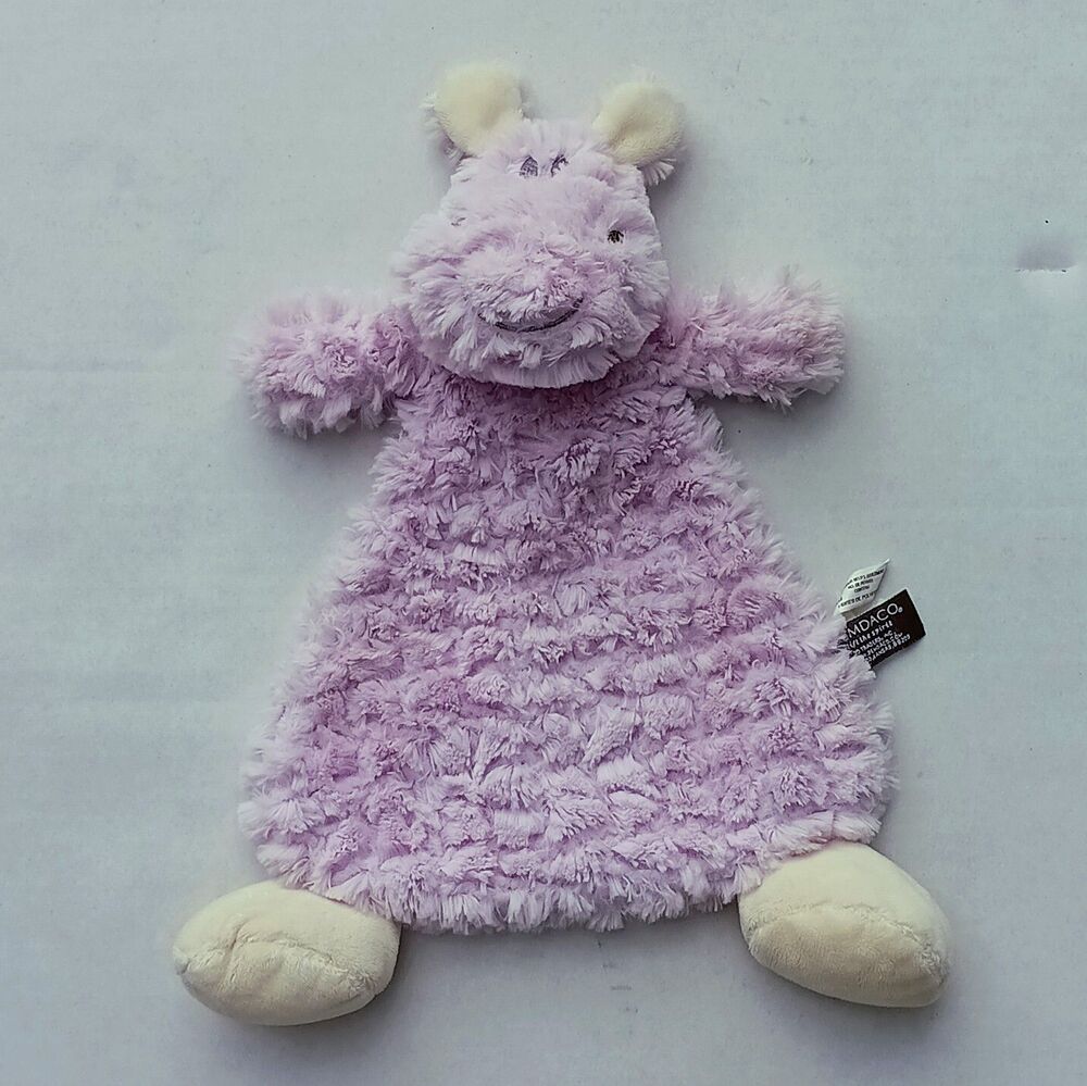 Demdaco Nat & Jules Harlow Hippo Lovey-Cozies Sherpa-Rattle-2018-Lavender
